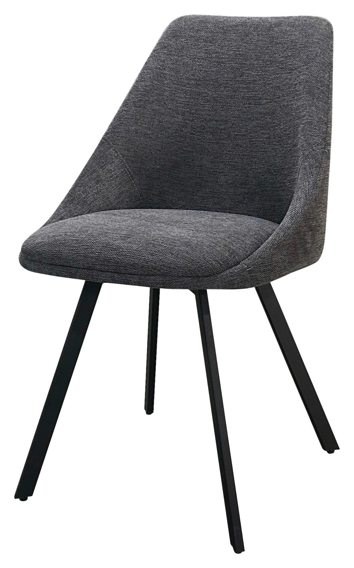 Esszimmerstuhl Jasper Anthrazit, Schwarz 2er Set - Anthrazit/Schwarz, Design, Textil/Metall (55/83/59cm) - MID.YOU