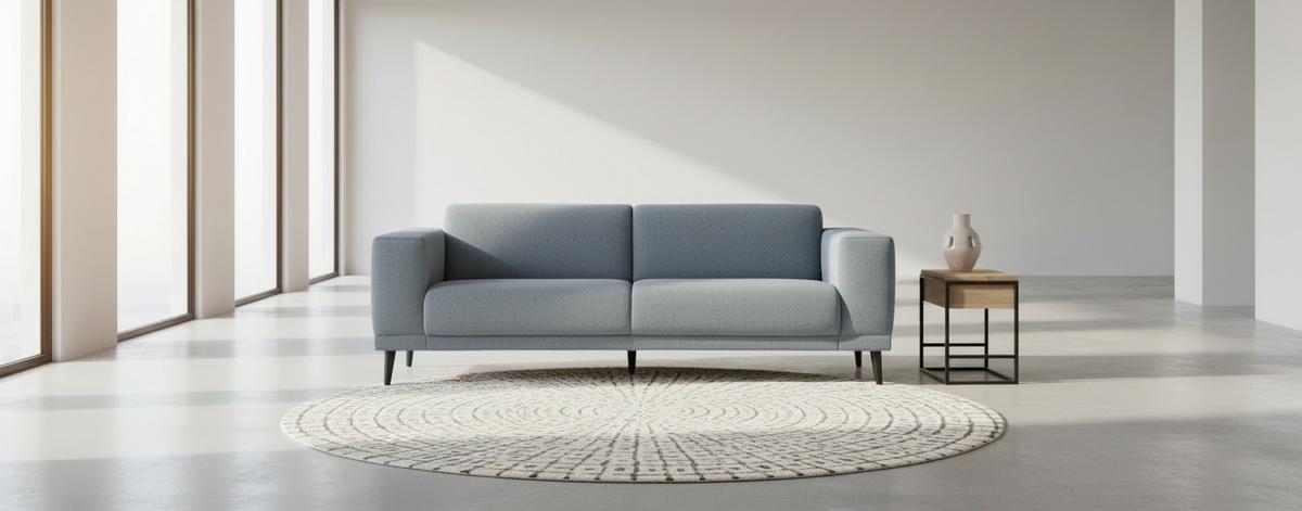 3-Sitzer-Sofa Oslo Blaugrau B: 218 cm - Blaugrau/Schwarz, Design, Textil (218/77/93cm) - MID.YOU