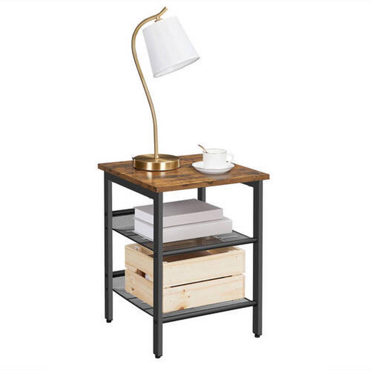 Beistelltisch 2-Tlg. Set, Mit Ablagefächer, Braun, Schwarz - Schwarz/Braun, Trend, Holzwerkstoff/Metall (40/40/50cm) - Boxxx