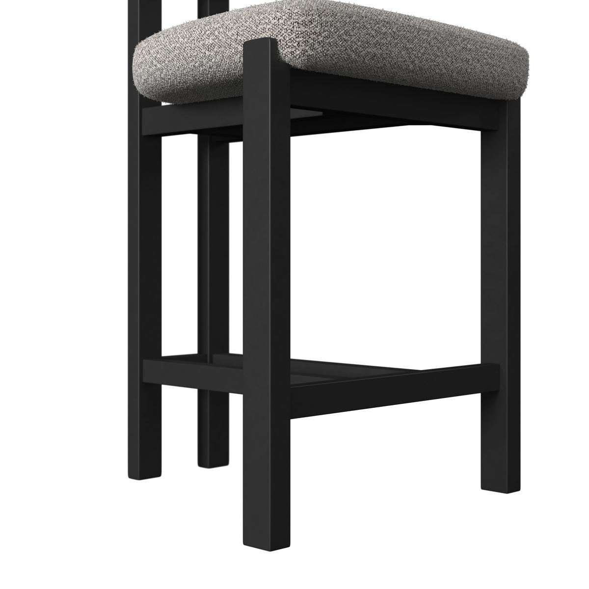 BAROVÁ STOLIČKA JONNA - čierna/svetlosivá, Modern, drevo/textil (51/102/54cm) - Bessagi Home