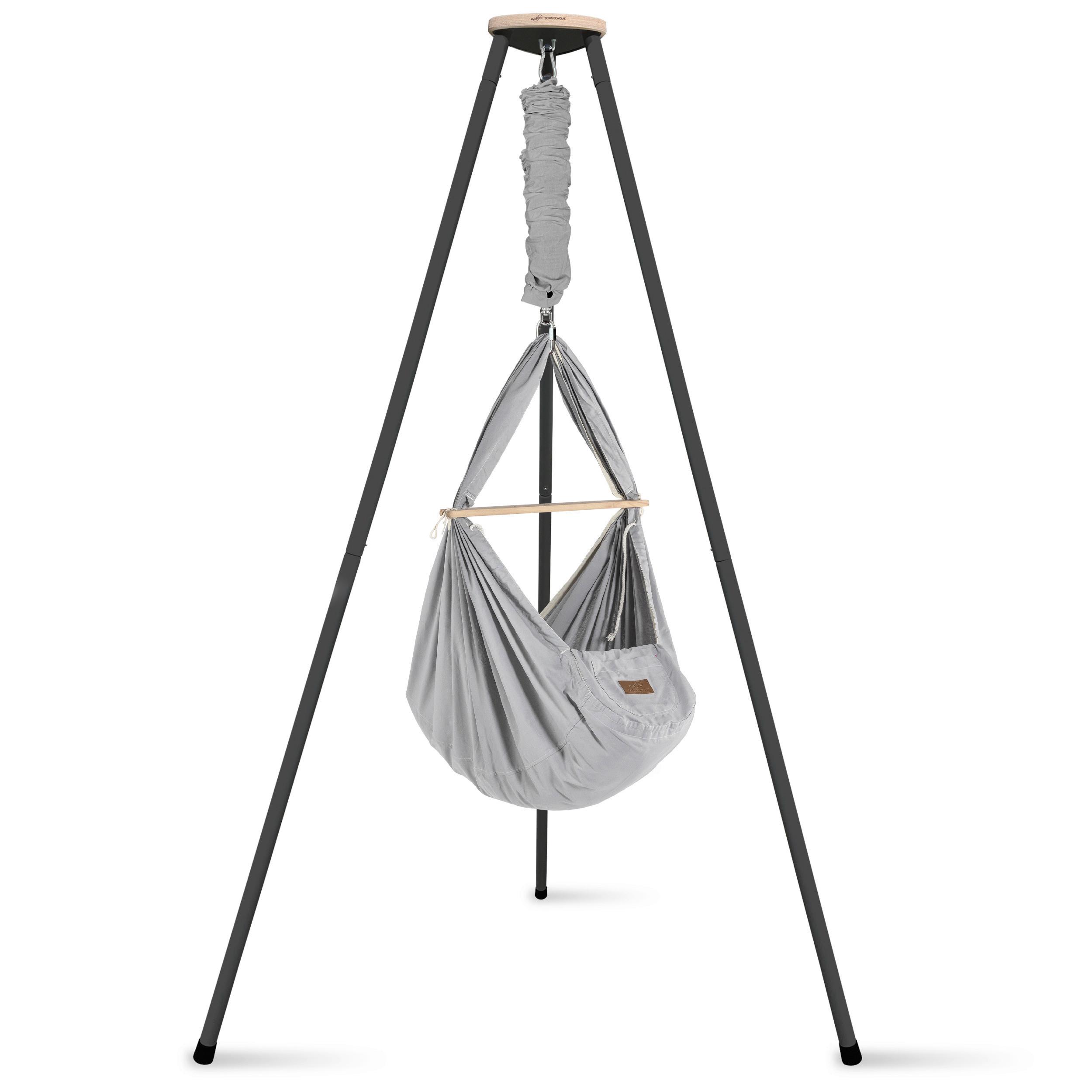 FEDERWIEGE SW-SET-FT-012 - Anthrazit/Grau, Basics, Holz/Textil (135/194/135cm) - SCHMUSEWOLKE