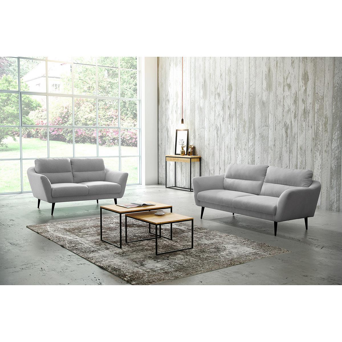 2-Sitzer-Sofa Tromso Hellgrau B: 158 cm - Hellgrau/Schwarz, Design, Textil (158/87/88cm) - Livetastic