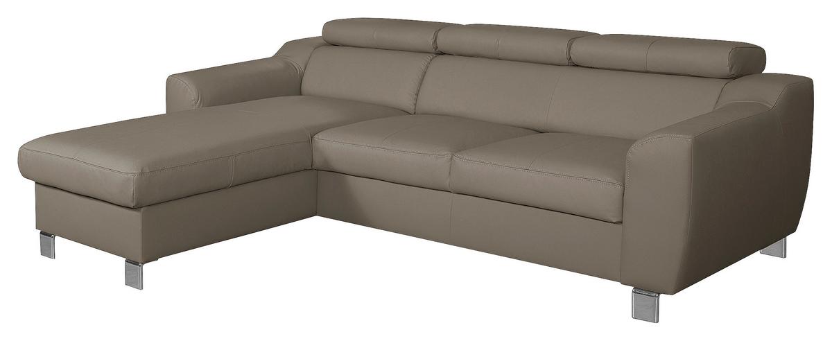 Ecksofa Aspen Taupe S: 176 Cm - Taupe/Chromfarben, Design, Leder/Textil (176/242cm) - Livetastic