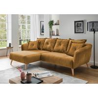 Ecksofa Baggio Gelb S: 162/277 cm - Gelb/Buchefarben, MODERN, Holz/Textil (162/277cm) - Livetastic