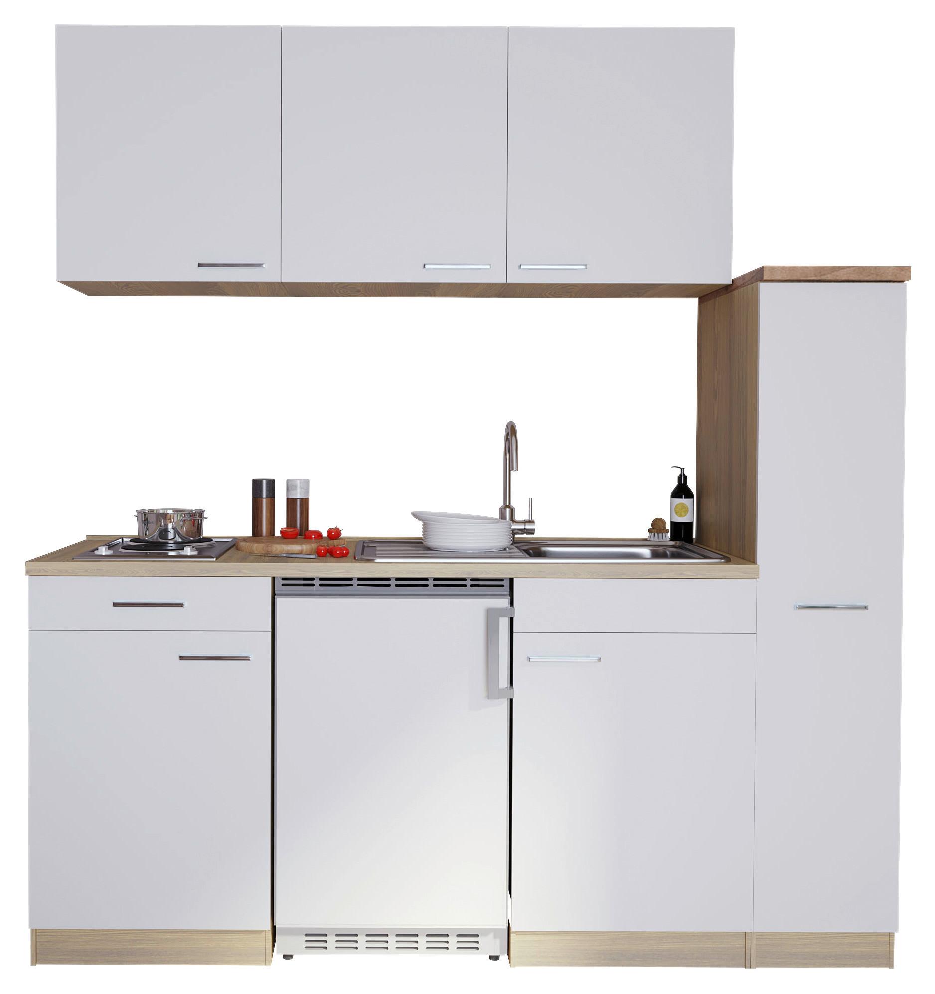 Küchenblock Luis Singleküche 180 cm - Eichefarben/Weiß, Basics, Holzwerkstoff (180cm) - Respekta