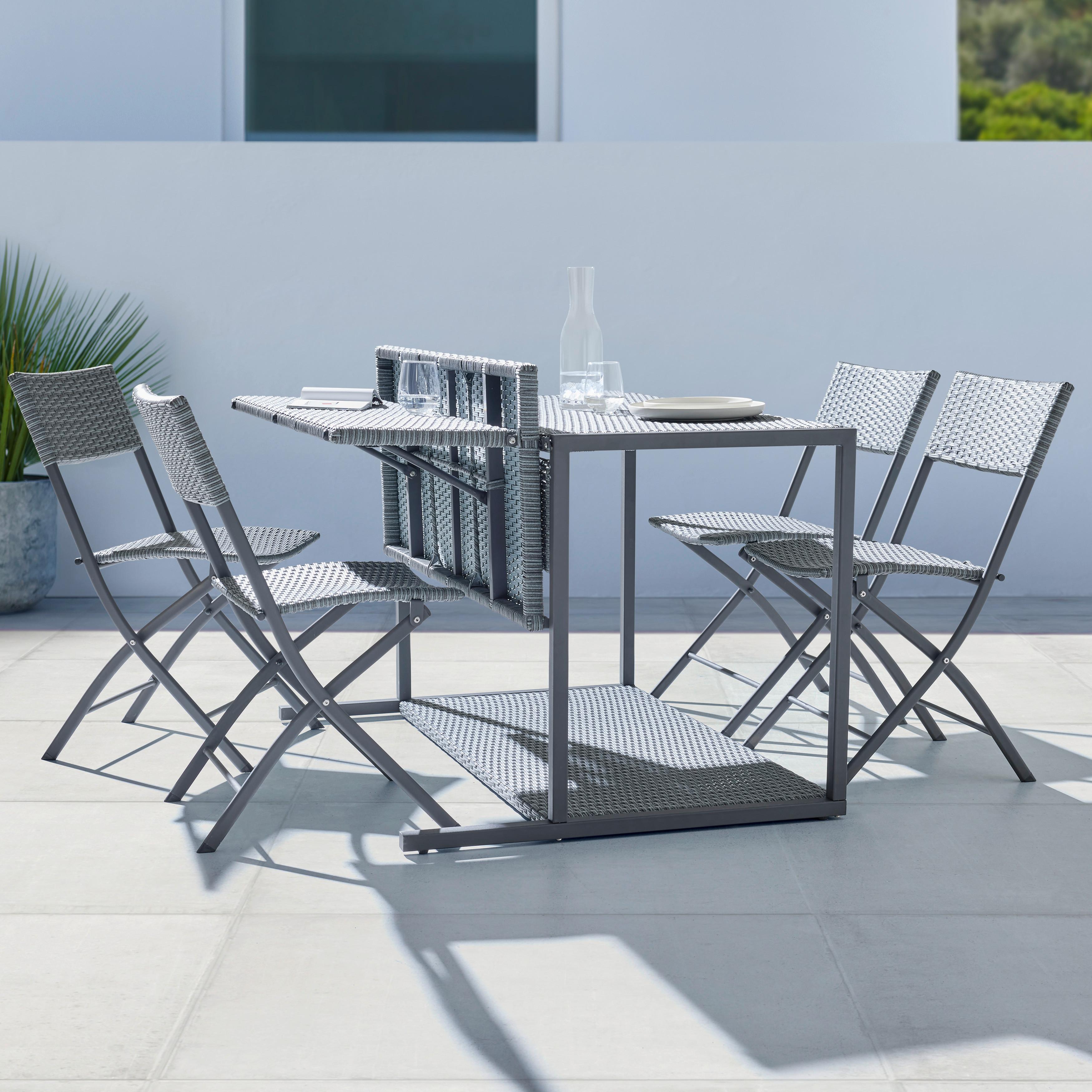 Sada na balkon MARIO tm.šedá/sv.šedá - šedá/světle šedá, Moderní, kov/textil (120/75/105cm) - Bessagi Garden