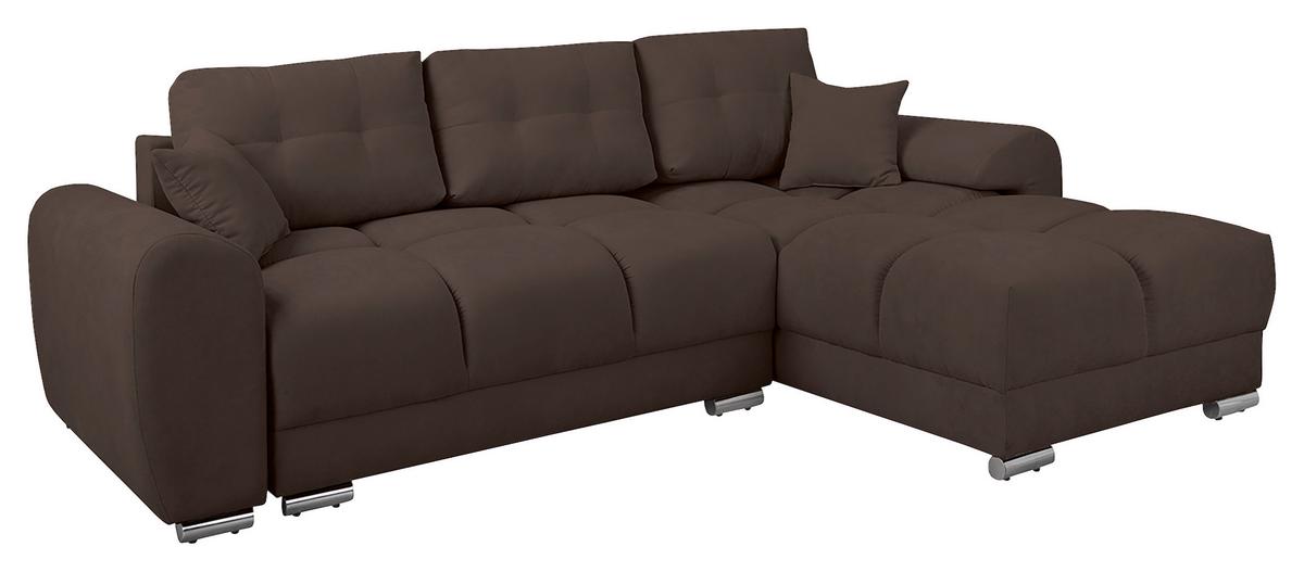 Ecksofa Azzuro Braun S: 256x175 Cm - Silberfarben/Braun, Design, Textil (256/175cm) - Livetastic