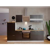 Küchenzeile Economy mit Geräten 270 cm Grau/Nussbaum Dekor - Nussbaumfarben/Weiß, Basics, Holzwerkstoff (270cm) - Respekta