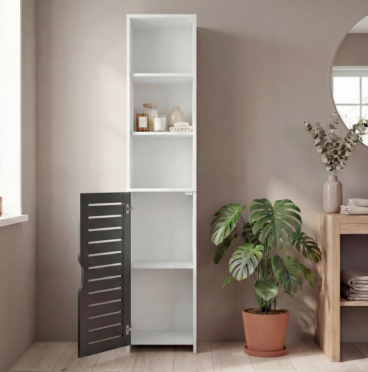 Hochschrank Flonali Weiß/Anthrazit B: 34cm - Anthrazit/Weiß, Trend, Holzwerkstoff (34/164/28cm) - MID.YOU