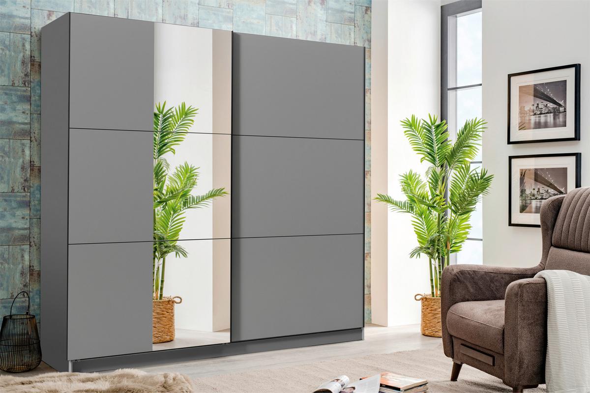 Tolóajtós Szekrény Sierra 236/210 Cm - antracit, Basics, faalapú anyag (236,5/210/62,5cm)