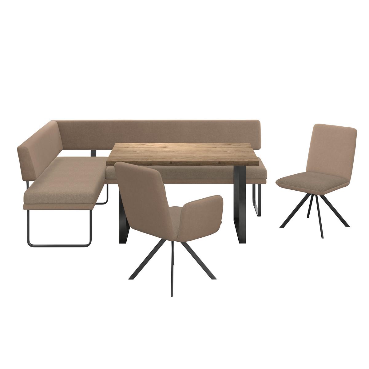 Eckbank Kian Webstoff Braun,  S:164x233 cm - Schwarz/Braun, Trend, Textil/Metall (164/233cm)