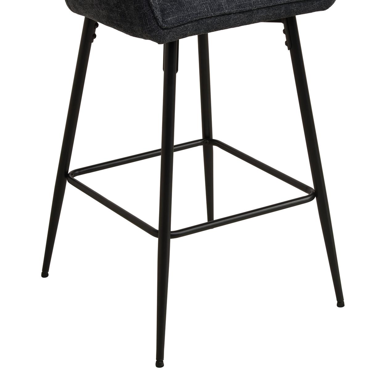 Barhocker Pim Mit Armlehne Leinenoptik Blau, B: 57 Cm - Schwarz/Grau, KONVENTIONELL, Holz/Textil (57/105/57cm) - MID.YOU