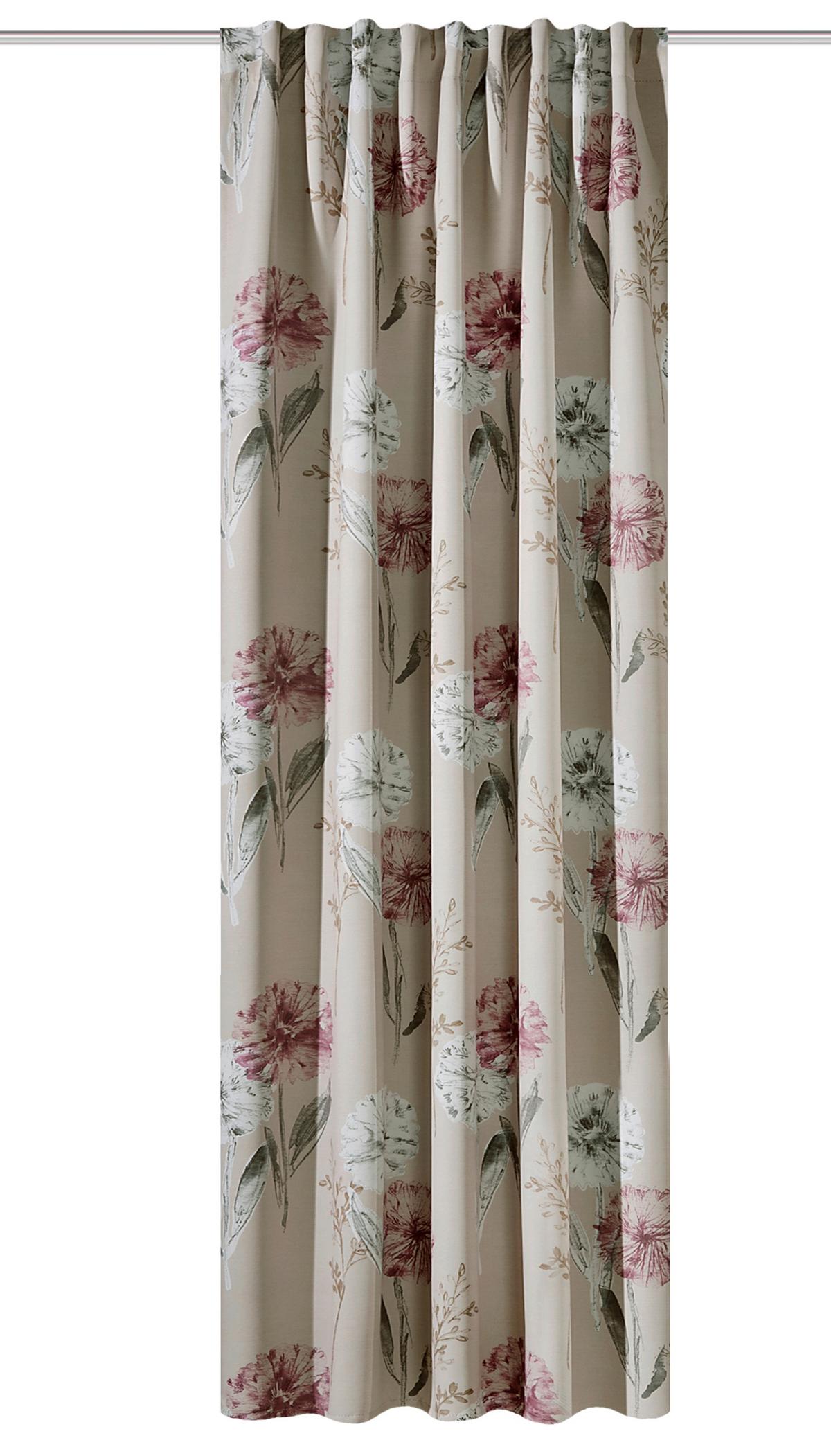 Fertigvorhang Peppe - Naturfarben/Rosa, ROMANTIK / LANDHAUS, Textil (135/245cm)