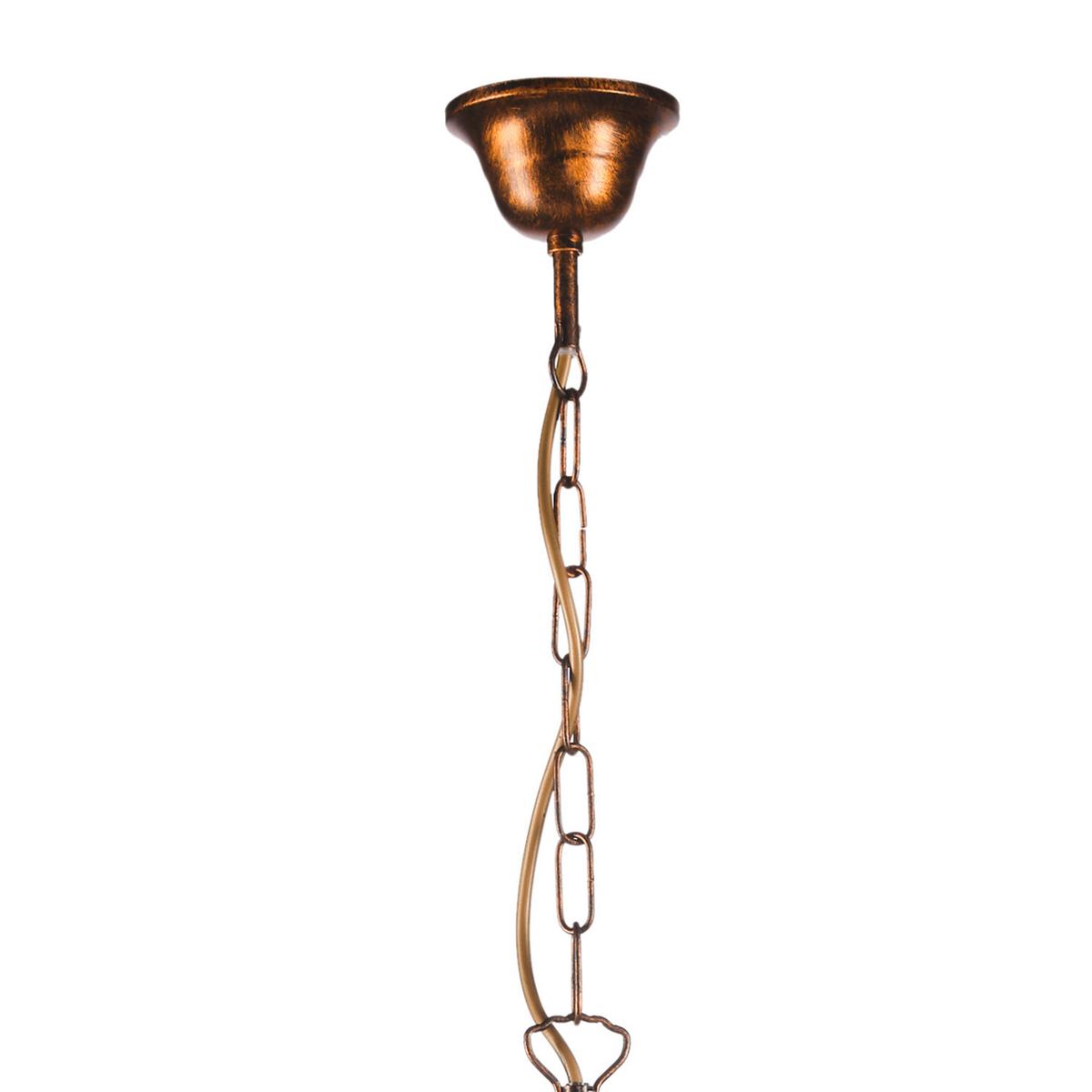 Kronleuchter Delia Cognac L: 60 cm 6w - Cognac, KONVENTIONELL, Glas/Textil (60/60/100cm)