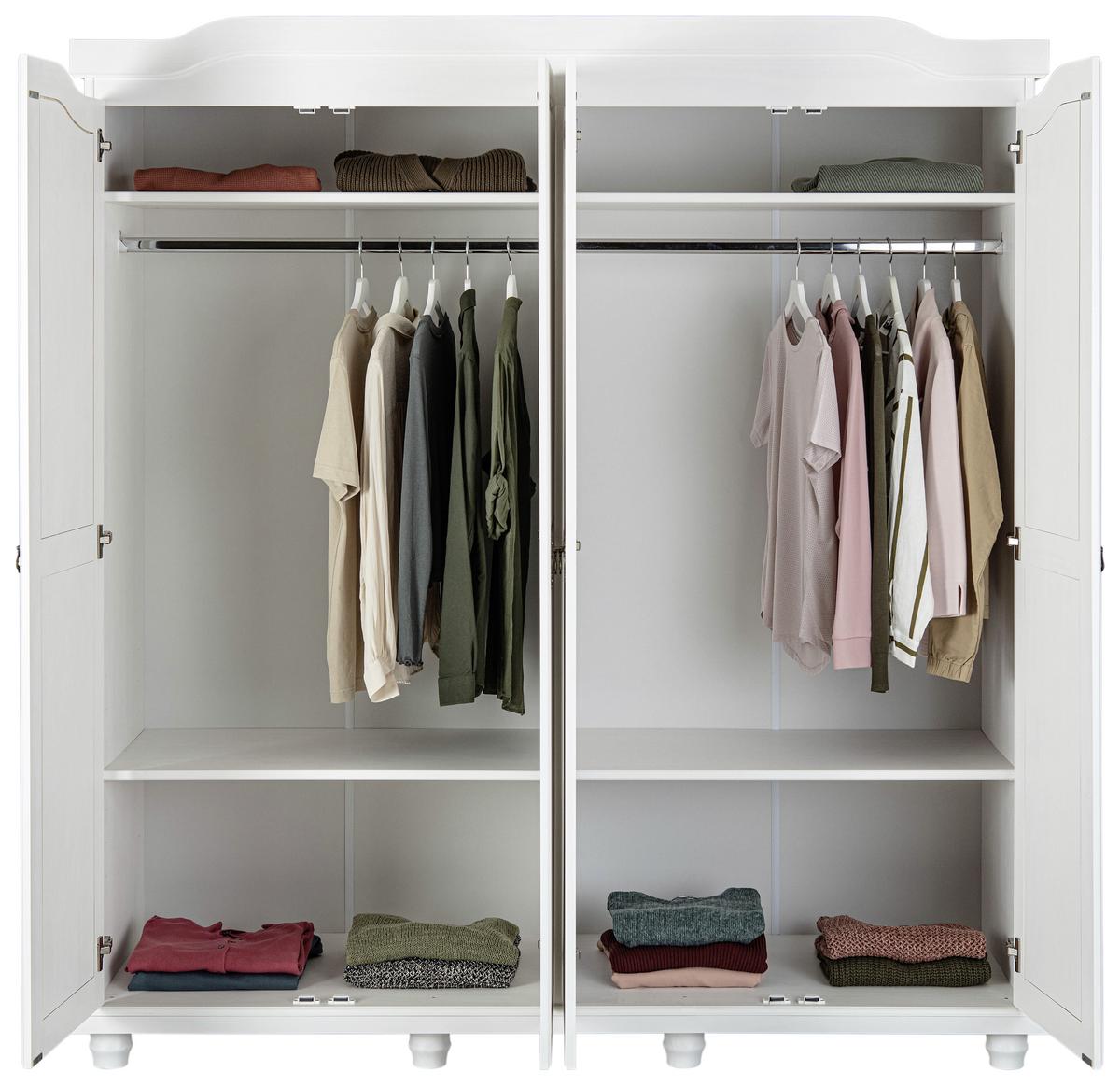 Drehtürenschrank Massiv B: 197 cm Isny, Weiß - Weiß, KONVENTIONELL, Holz (182/198/60cm) - MID.YOU
