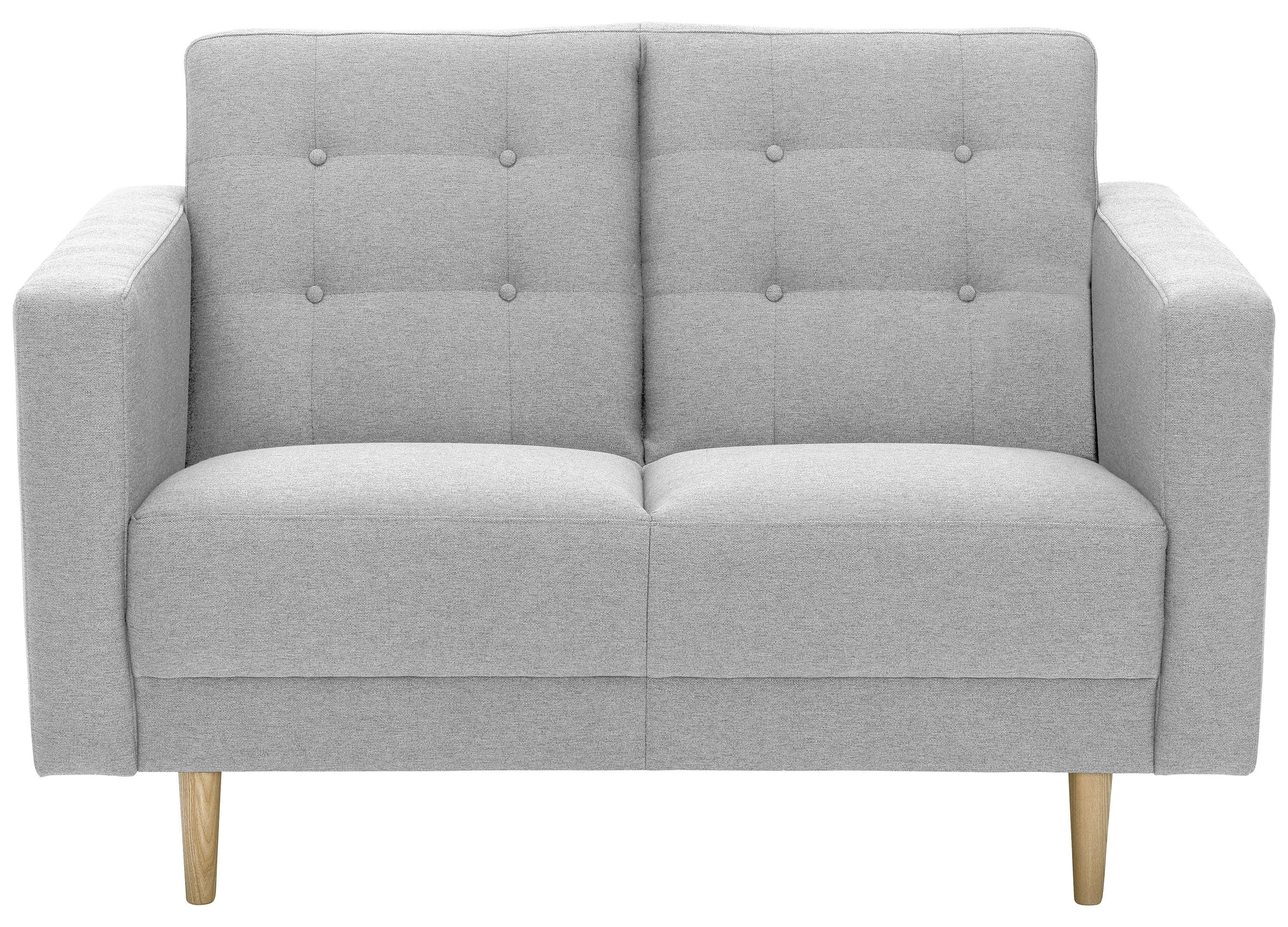 2-Sitzer-Sofa + Schlaffunktion Jasmin mit Armlehnen Hellgrau - Eschefarben/Hellgrau, MODERN, Textil (128/81cm) - Max Winzer