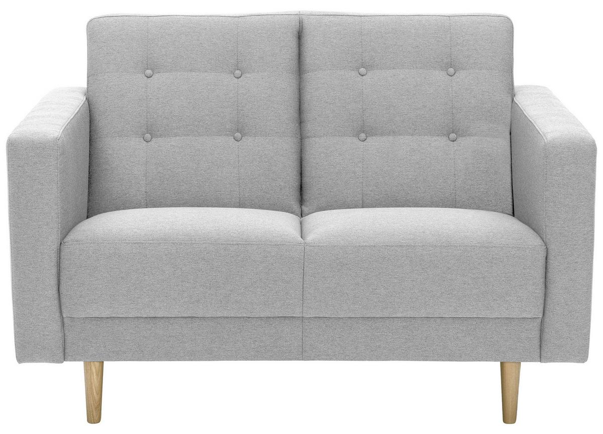 2-Sitzer-Sofa + Schlaffunktion Jasmin mit Armlehnen Hellgrau - Eschefarben/Hellgrau, MODERN, Textil (128/81cm) - Max Winzer
