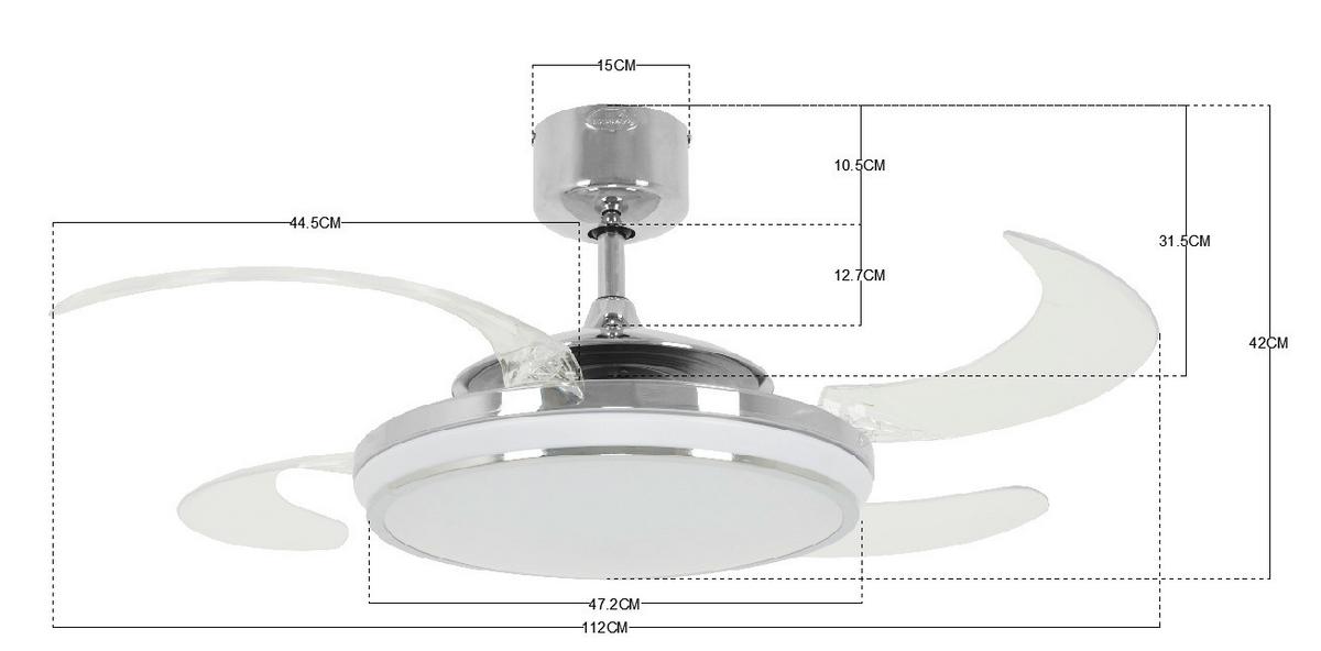 Deckenventilator Fanaway Chrom 4 Flügel, Led-Leuchte - Chromfarben/Transparent, Basics, Kunststoff/Metall (122/41cm) - P & B