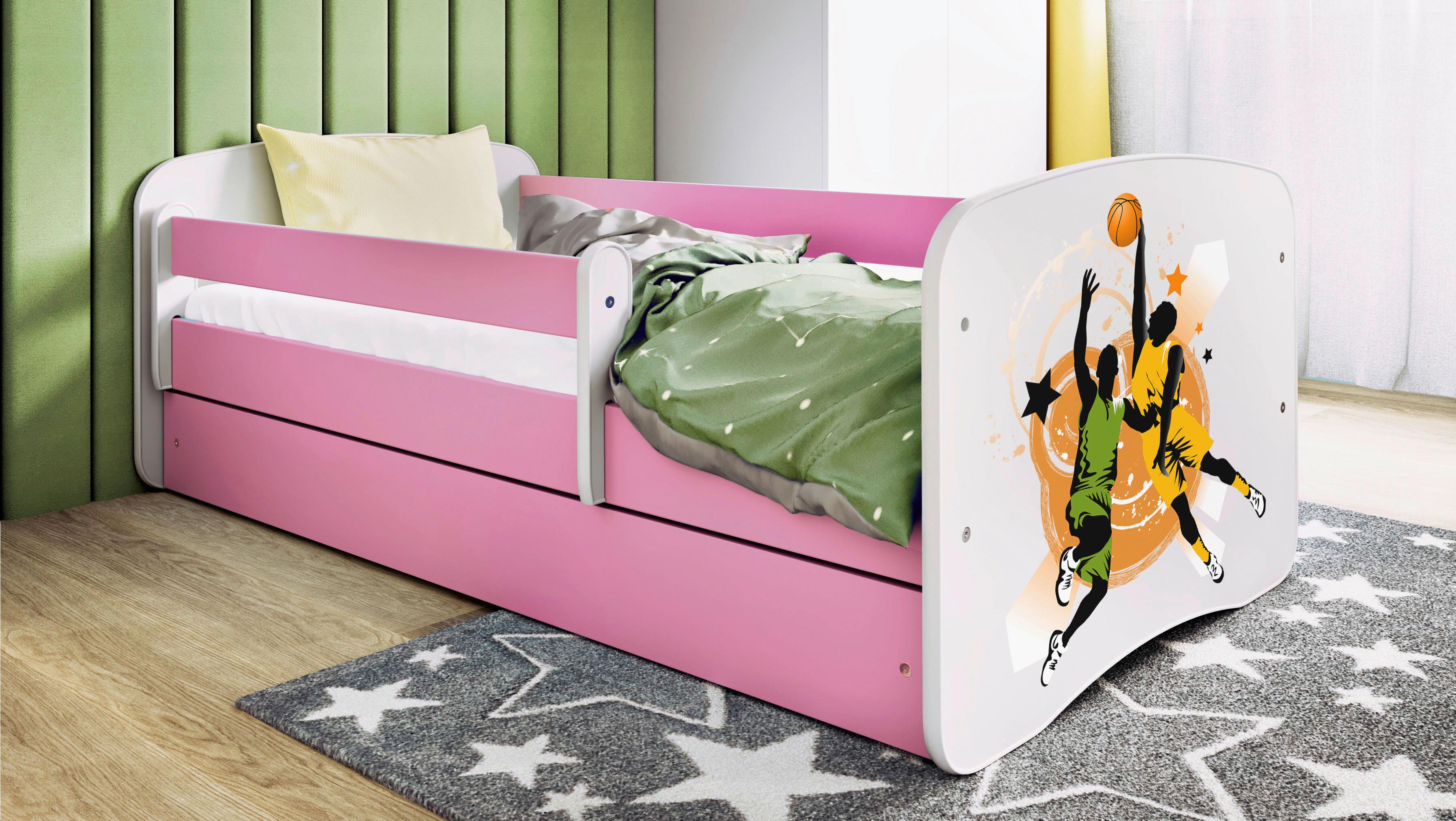 Kinder-/Juniorbett Babydreams inkl. Matratze 80x160 - Pink/Birkefarben, MODERN, Holz/Holzwerkstoff (80/160cm) - MID.YOU