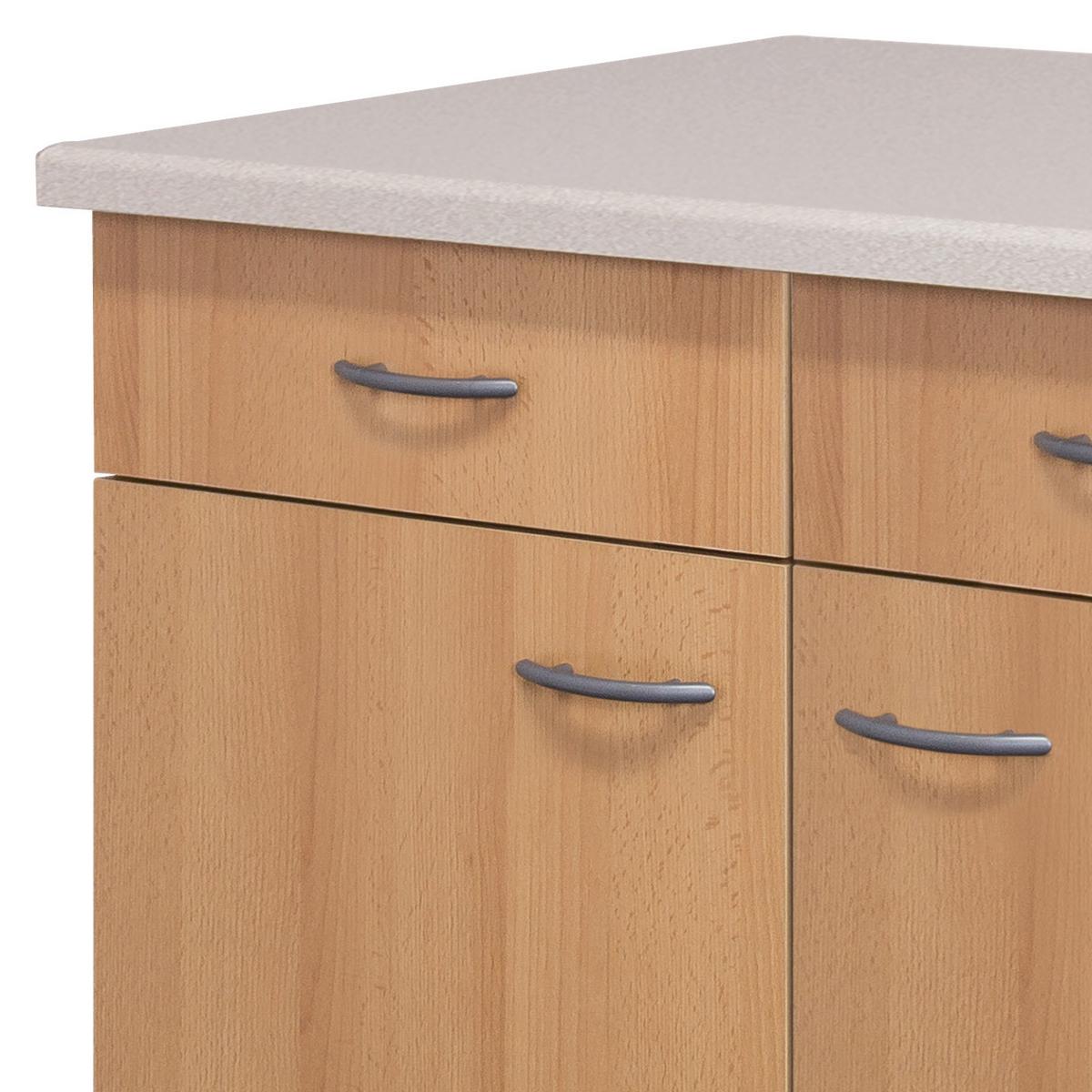 Küchenunterschrank Nano 100 cm Buche Dekor 2-Türig - Beige/Buchefarben, MODERN, Holzwerkstoff (100/85/57cm) - FlexWell