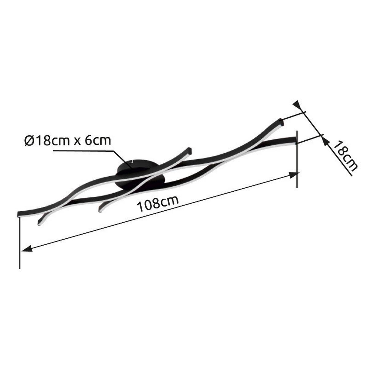 LED-Deckenleuchte Geronimo Schwarz Weiß L: 108 cm - Schwarz/Weiß, Design, Kunststoff/Metall (108/18/6cm) - Globo