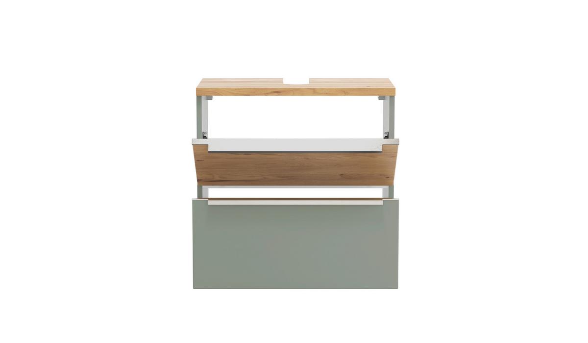 WASCHBECKENUNTERSCHRANK Schilfgrün/Wildeiche B: 60cm - Schilfgrün/Wildeiche, Trend, Holzwerkstoff (60/54/35cm) - Held