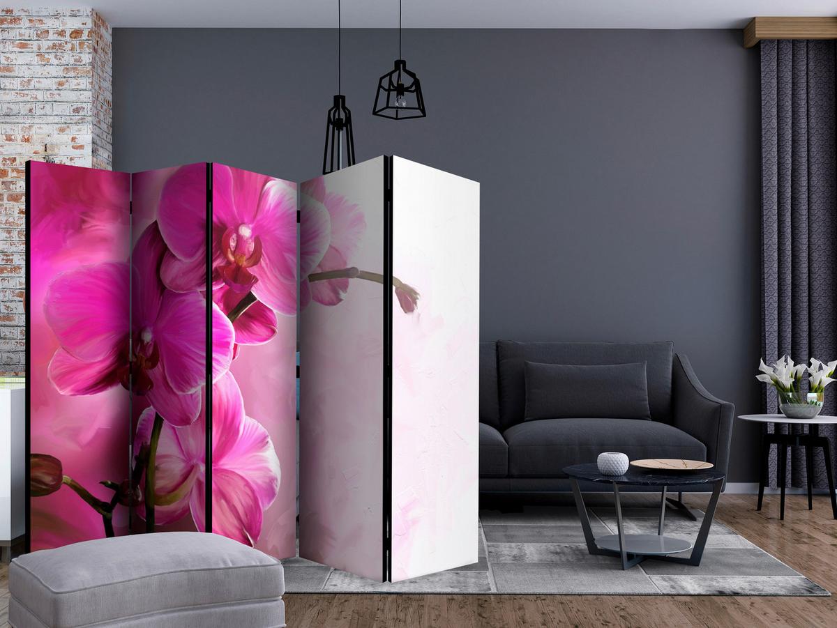 Paravent Pink B: 225 Cm - Pink, Basics, Holz/Textil (225/172/3cm) - artgeist