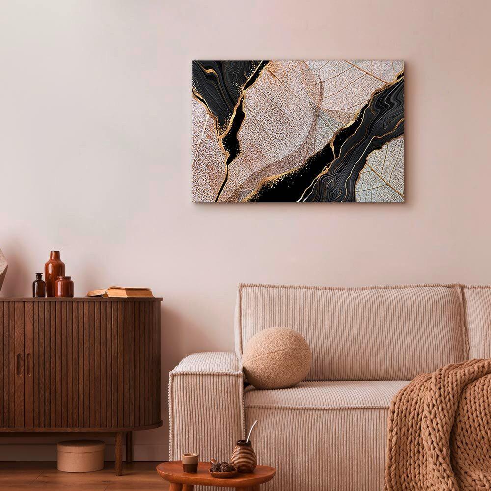Leinwandbild Moment Schwarz Cappuccino B: 90 cm - Schwarz/Cappuccino, Basics, Holz/Textil (90/60/1.2cm) - artgeist