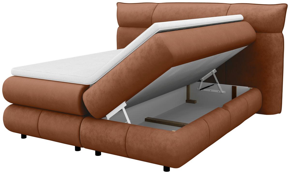 Boxspringbett Caramelo Kupfer 180x200 cm - Schwarz/Kupferfarben, Trend, Textil (180/200cm)