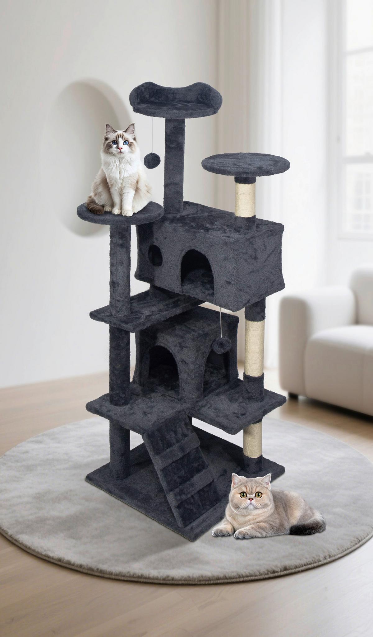 ŠKRABACÍ STROM PRO KOČKY MUFFIN - tmavě šedá, Konvenční, karton/kompozitní dřevo (49/49/137cm) - Mömax