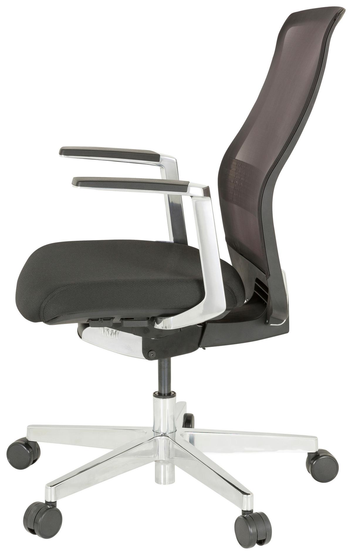 Drehstuhl Fountaine Pro Schwarz - Silberfarben/Schwarz, MODERN, Kunststoff/Textil (64/112/66cm) - MID.YOU