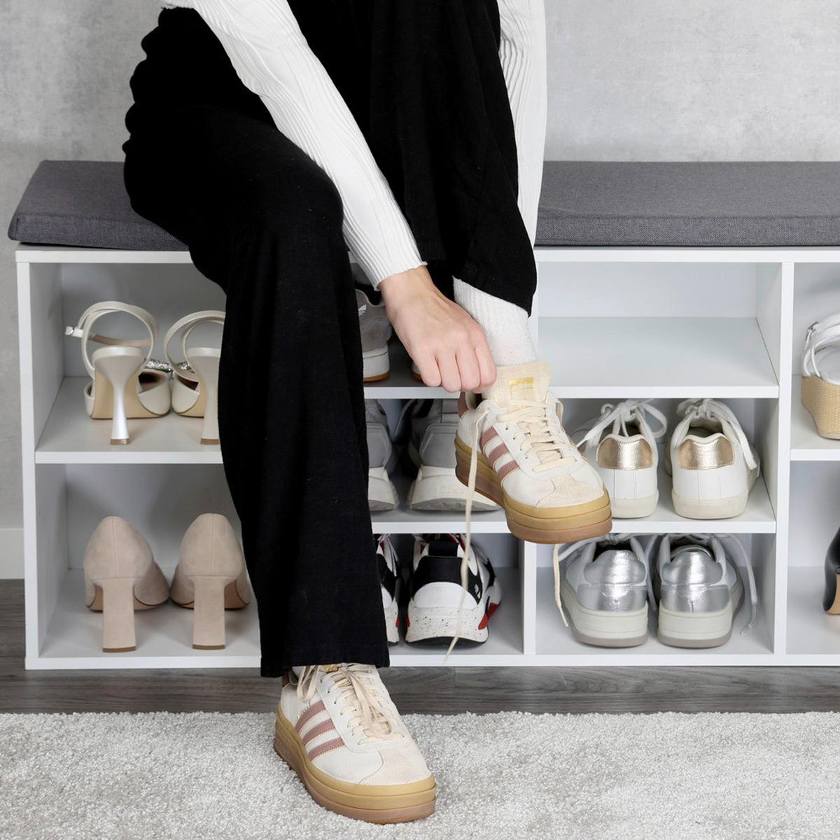 GARDEROBENBANK Weiß/Grau B: 103,5cm - Weiß/Grau, Basics, Holzwerkstoff/Textil (103,5/48/29,5cm) - Kesper