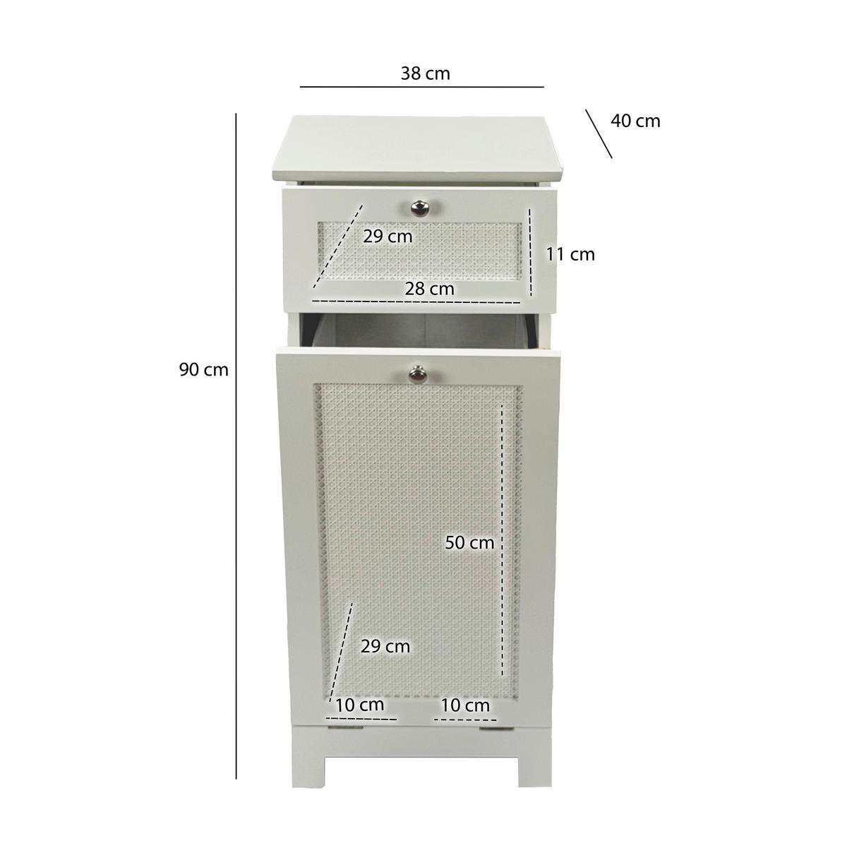 WÄSCHESCHRANK Weiß B: 40cm - Weiß, Design, Holzwerkstoff (40/90/38cm) - Livetastic