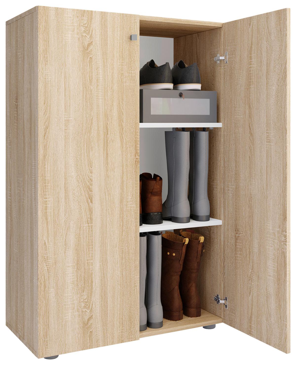 Schuhschrank Lona Sonoma Eiche Dekor - Schwarz/Sonoma Eiche, Design, Holzwerkstoff (70/110/39cm) - MID.YOU