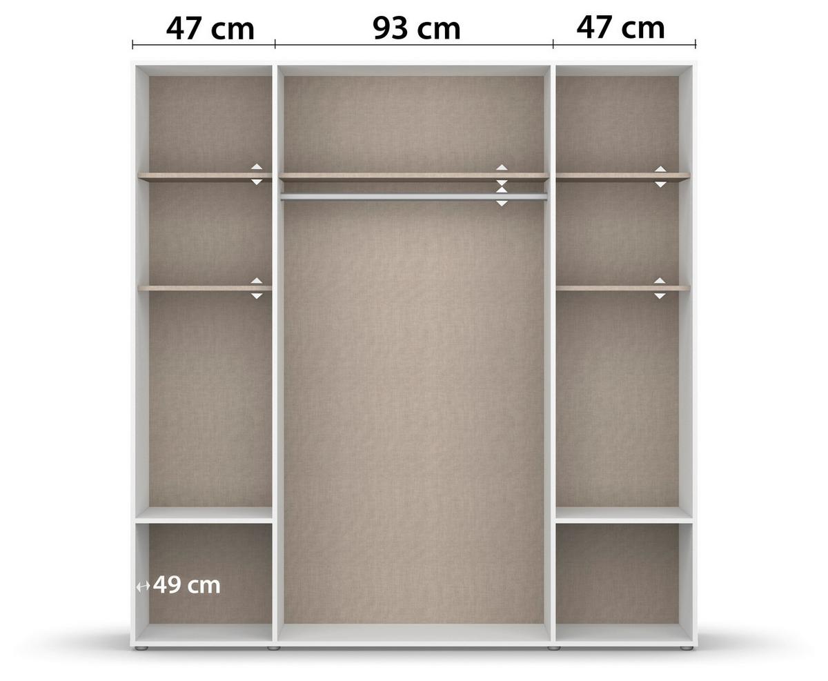 Drehtürenschrank Nabila Grau B: 187 cm - Grau, MODERN, Holzwerkstoff (187/194/53cm) - Rauch Möbel