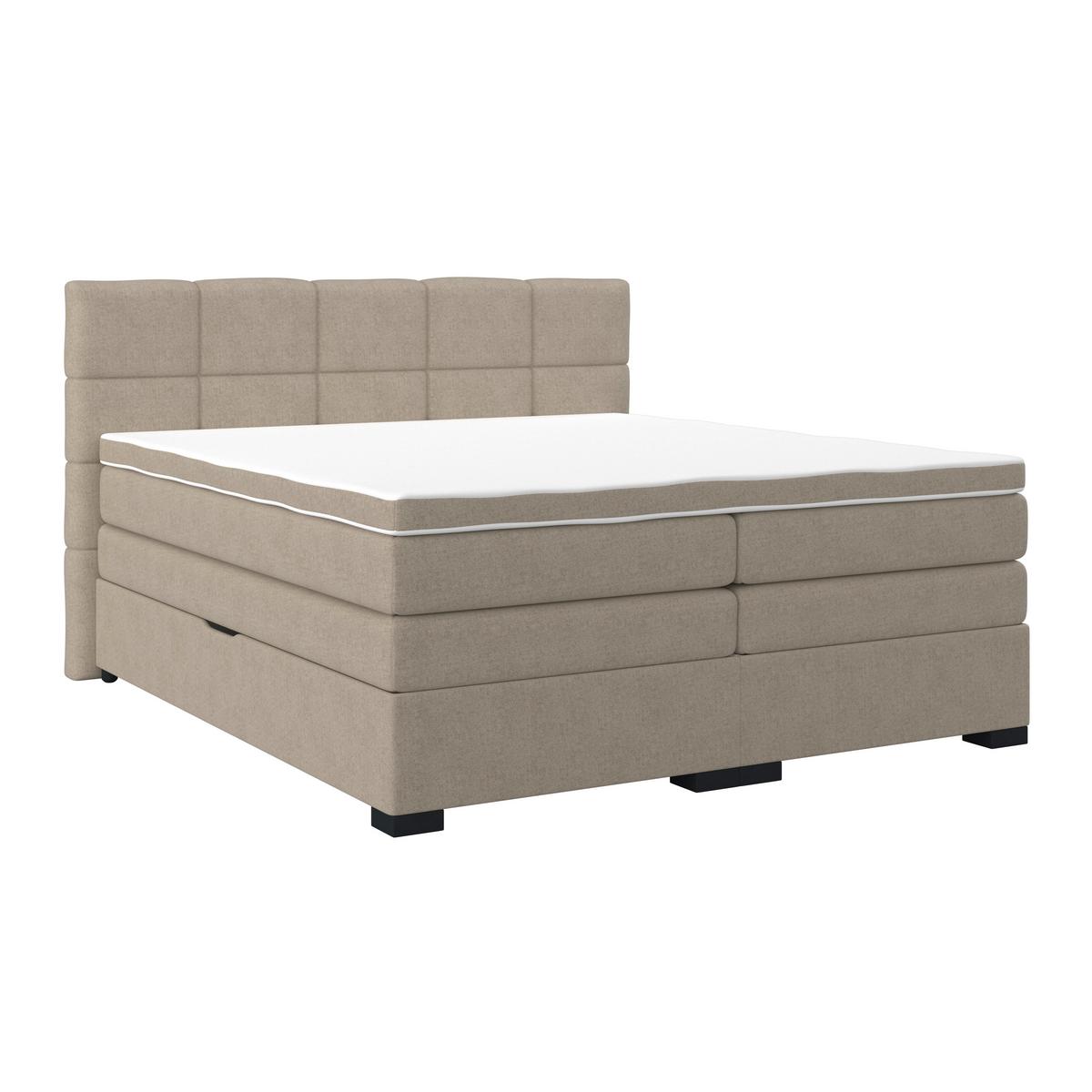 Boxspringbett mit Topper 180x200 April - Beige/Schwarz, MODERN, Textil (180/200cm)