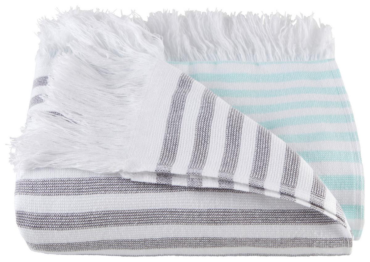 Hamamtuch Lotti - Weiß/Grau, MODERN, Textil (80/180cm) - Luca Bessoni