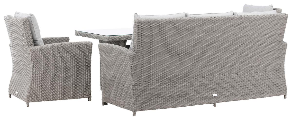 Loungegarnitur 4-Tlg Brentwood aus Kunststoff/Glas mit Kissen - Grau, KONVENTIONELL, Glas/Kunststoff - Gardenson