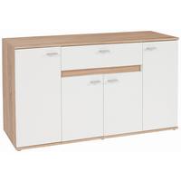 KOMODA CARMEN - bílá/barvy stříbra, Moderní, kompozitní dřevo/plast (160/80/35cm)