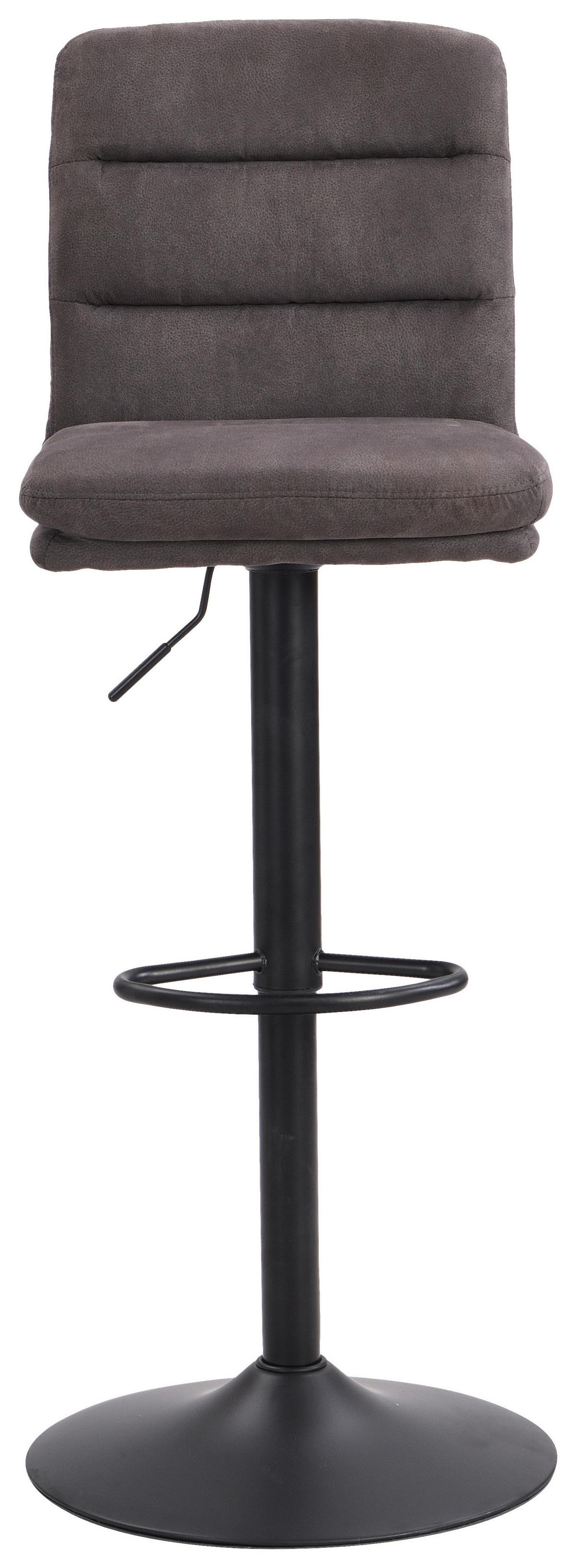 Barhocker Höhenverstellbar Pub Grau 2-Er Set - Schwarz/Grau, MODERN, Textil/Metall (42/97-118/52cm) - MID.YOU