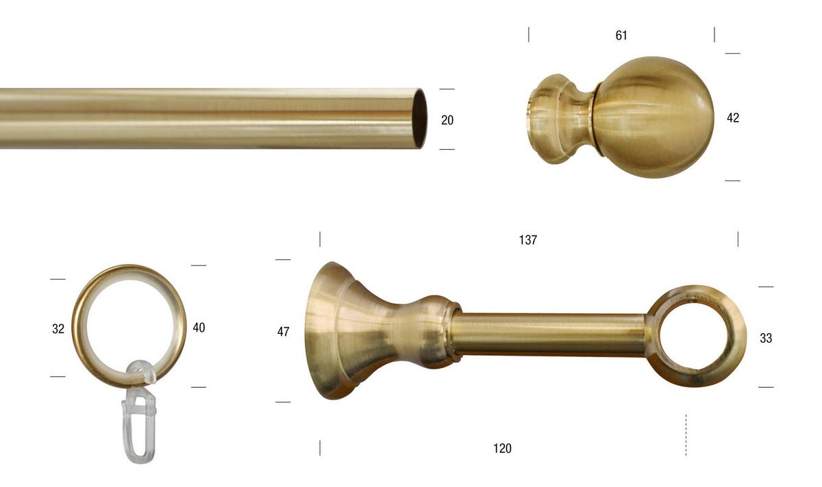 Vorhangstange Messingfarben L: 370 cm - Messingfarben, KONVENTIONELL, Metall (370cm)