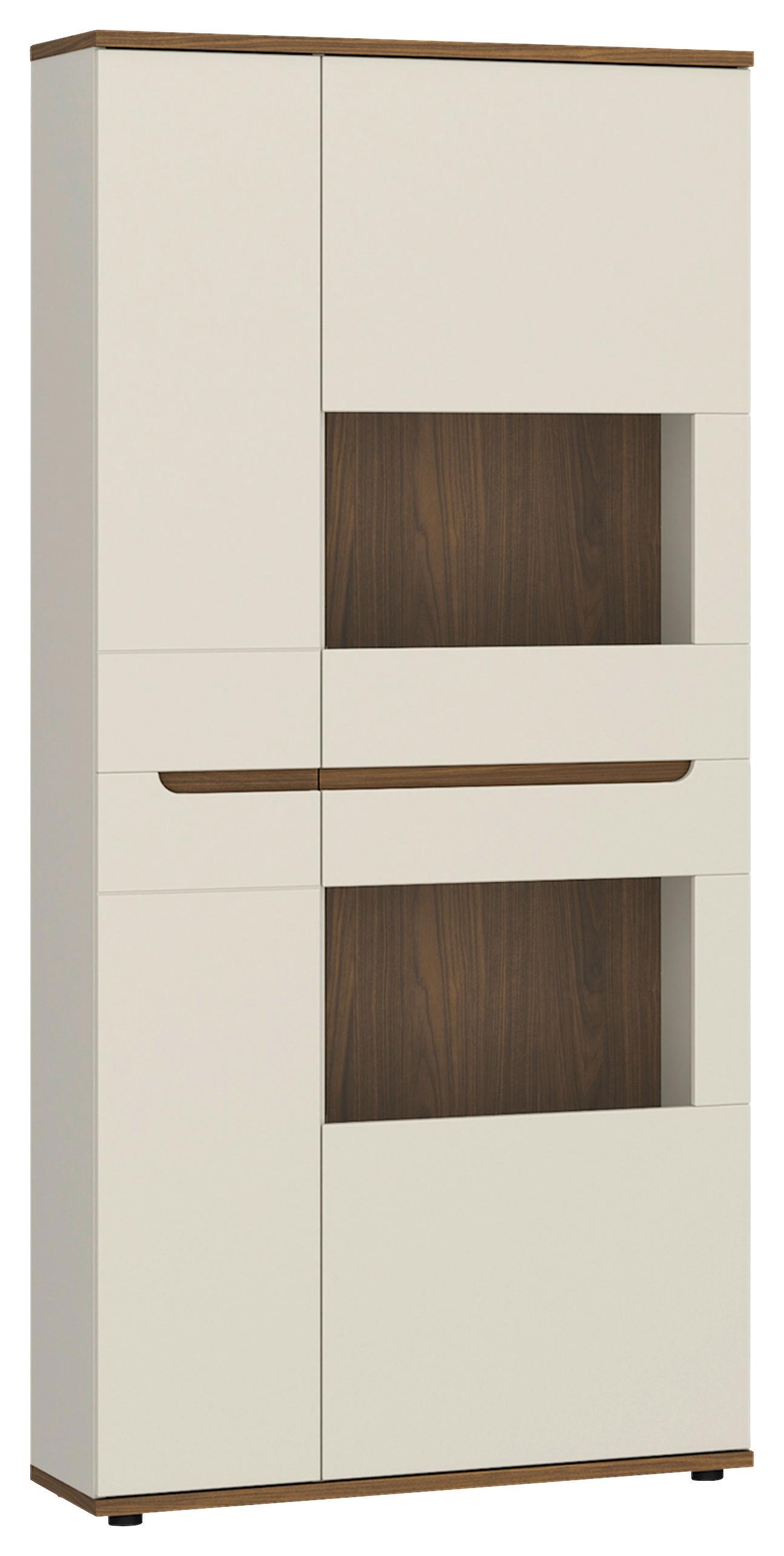 Vitrine Kansas Nussbaum/Kaschmir B: 90cm - Kaschmir/Nussbaumfarben, Basics, Glas/Holzwerkstoff (90/199/38cm) - Hom`in