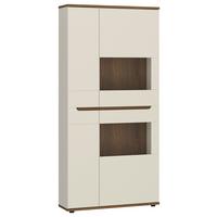 Vitrine Kansas Nussbaum/Kaschmir B: 90cm - Kaschmir/Nussbaumfarben, Basics, Glas/Holzwerkstoff (90/199/38cm) - Hom`in