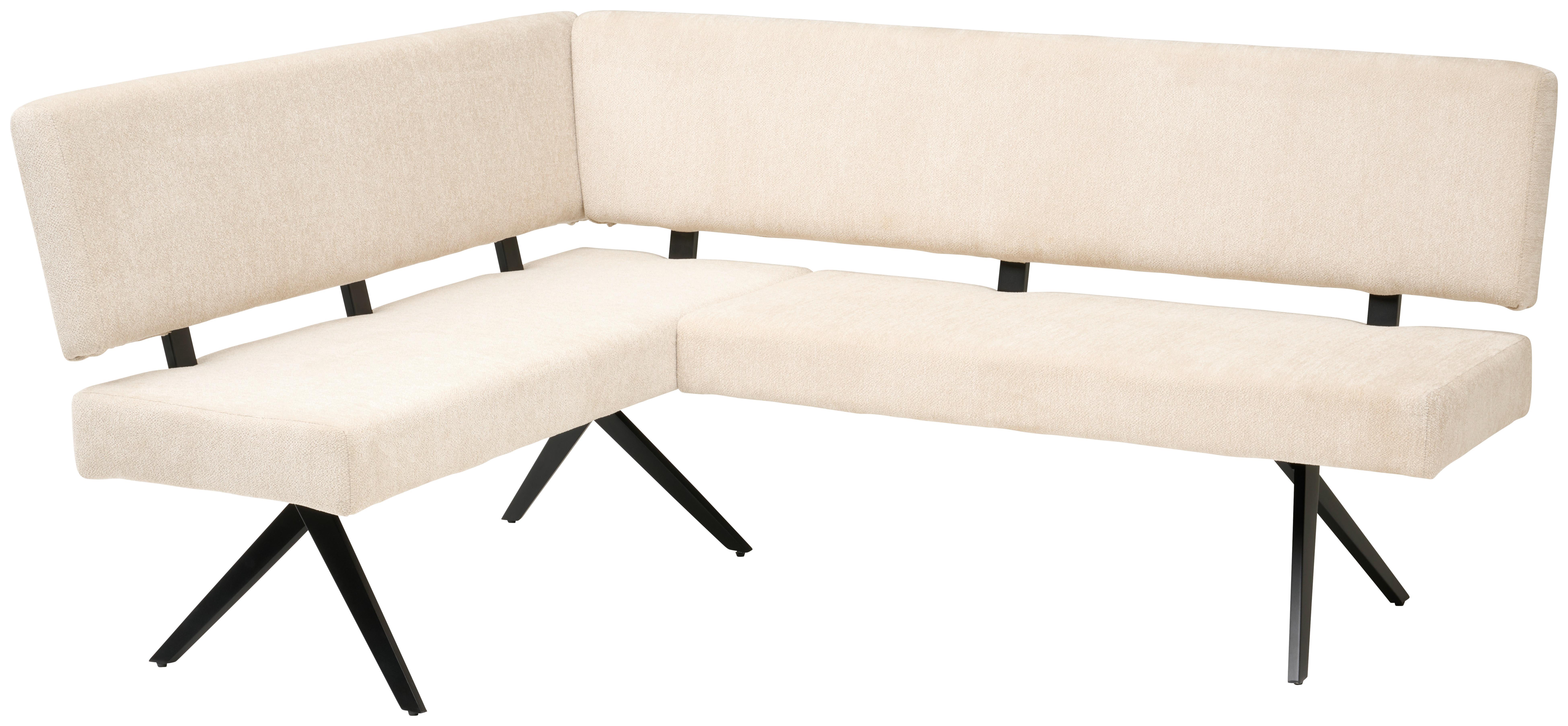Eckbank Chios - Beige/Schwarz, KONVENTIONELL, Textil/Metall (150/190cm) - MID.YOU
