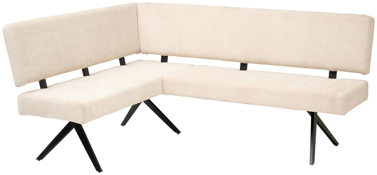 Eckbank Chios - Beige/Schwarz, KONVENTIONELL, Textil/Metall (150/190cm) - MID.YOU