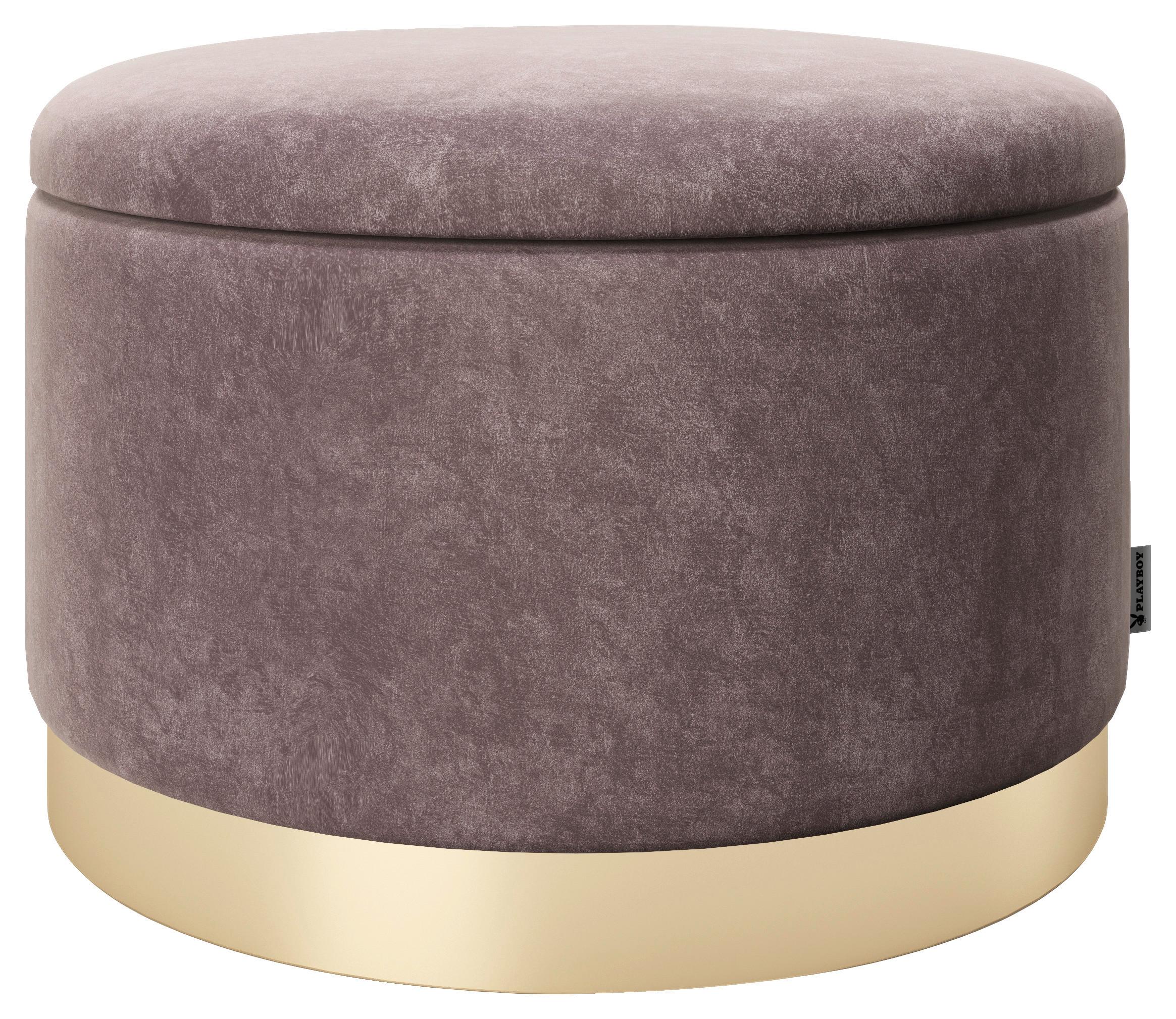 Pouf Sue Samt Rosa/Goldfarben DxH 55x35 cm mit Stauraum - Rosa, LIFESTYLE, Textil (55/35/55cm) - Playboy