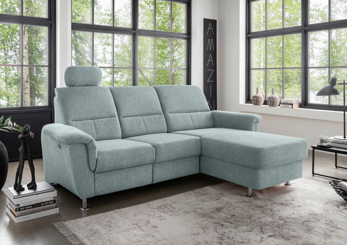 Ecksofa Mit Stauraum Parole Blau Chenille - Chromfarben/Blau, MODERN, Textil (231/165cm) - Livetastic