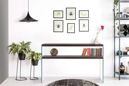 Beistelltisch Mit Ablage Elementary Hellbraun - Klar/Braun, Basics, Glas/Holzwerkstoff (32/110/75cm) - Kayoom