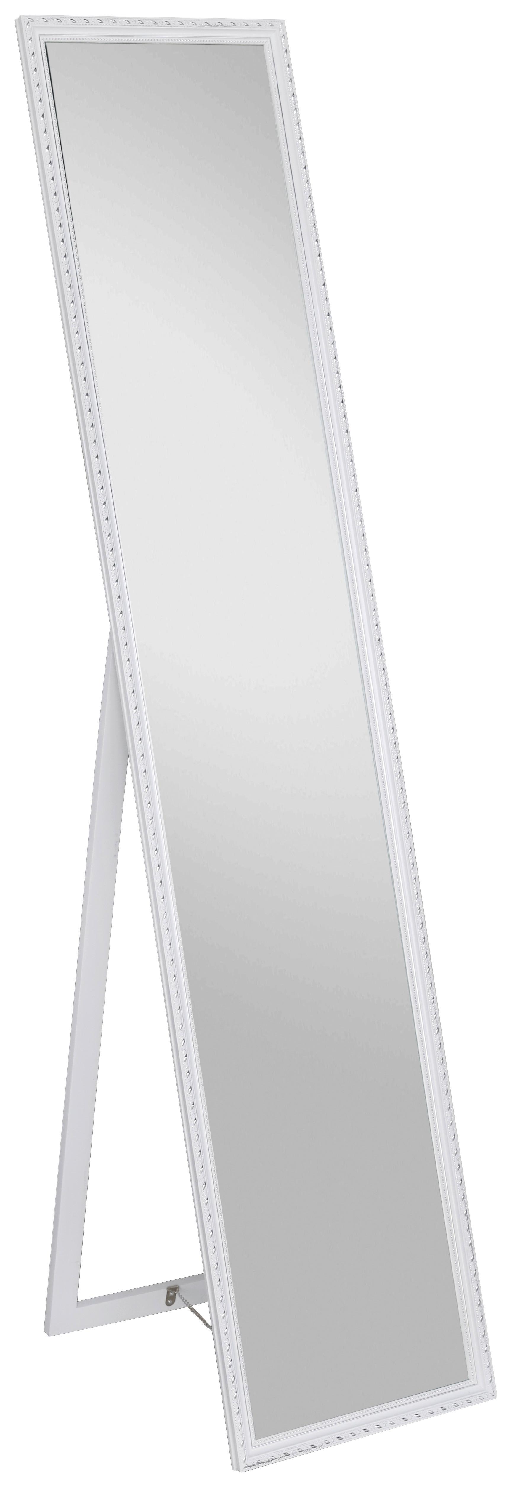 Standspiegel Pisa Rechteckig 34x160cm Weiß/Silber - Silberfarben/Weiß, MODERN, Glas/Holz (34/160/2,3cm)