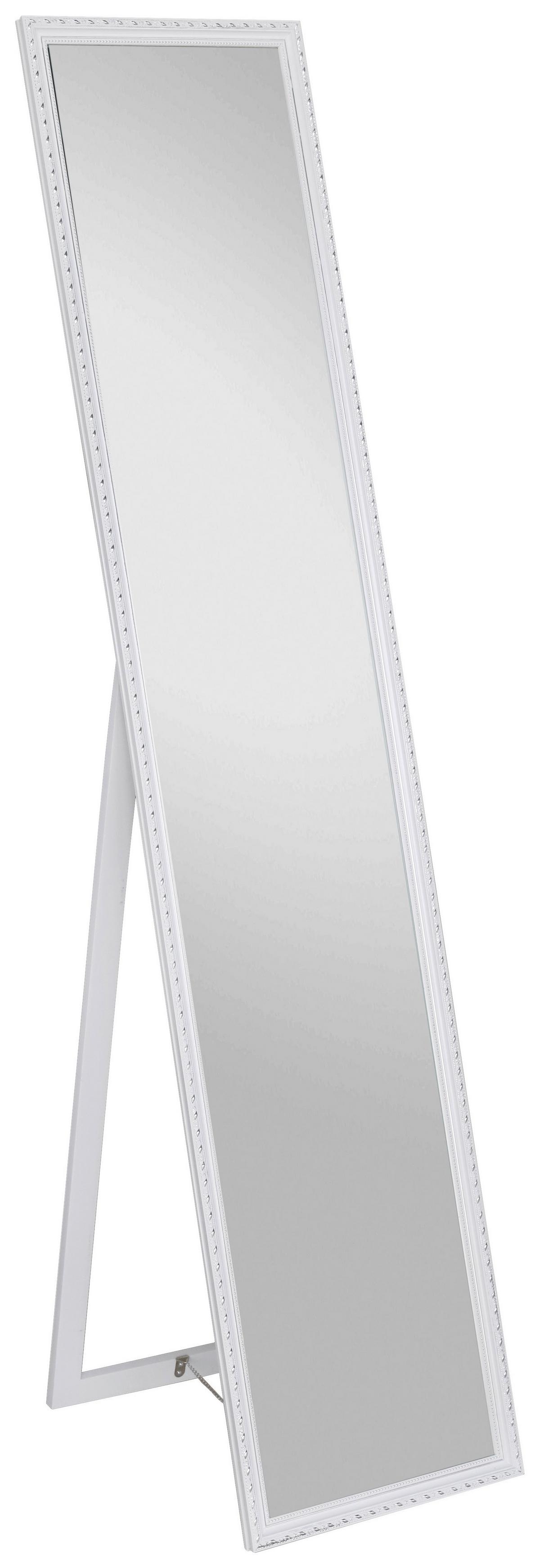 Standspiegel Pisa Rechteckig 34x160cm Weiß/silber - Silberfarben/Weiß, MODERN, Glas/Holz (34/160/2,3cm)